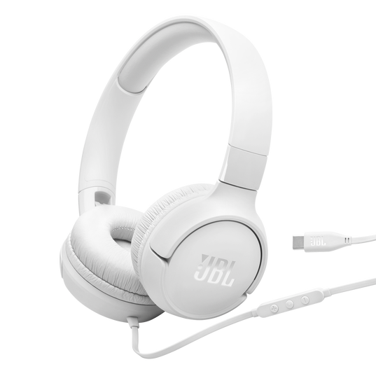 JBL Tune 520C USB-C - White - Hi-Res wired on-ear headphones - Hero